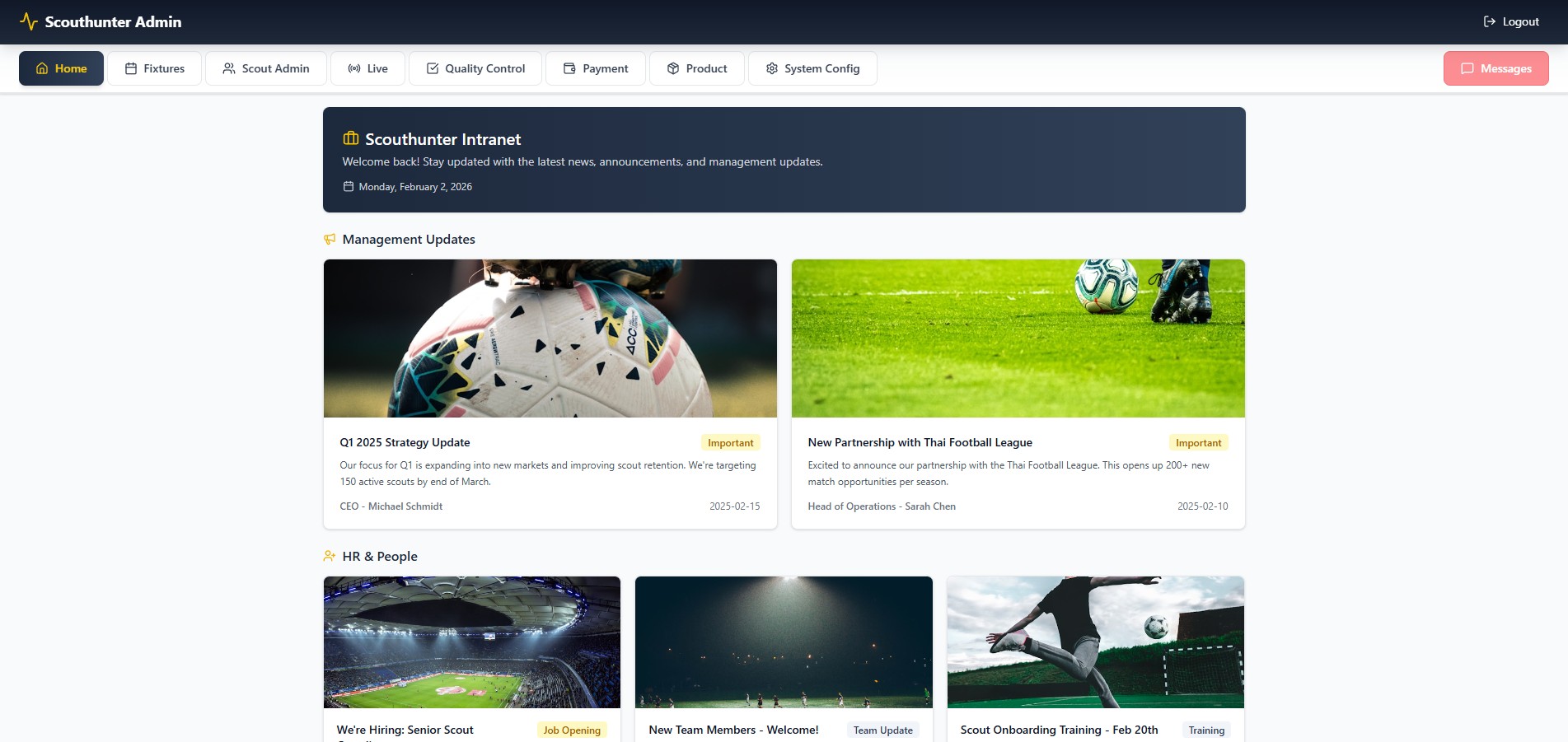 Scouthunter Admin Dashboard